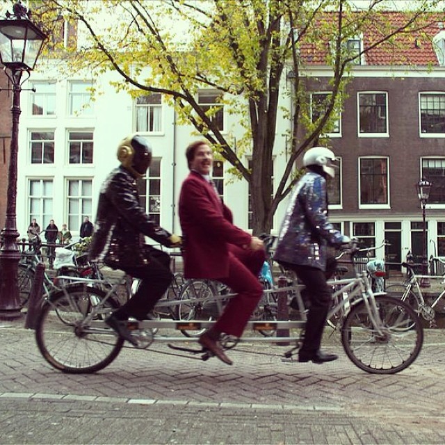 Daft Punk and Ron Burgundy Took A Ride On A Tandem Bicycle