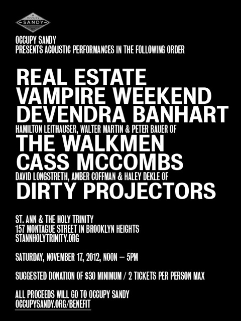 Real Estate, Vampire Weekend, Dirty Projectors and Others to Perform Hurricane Sandy Relief Concert