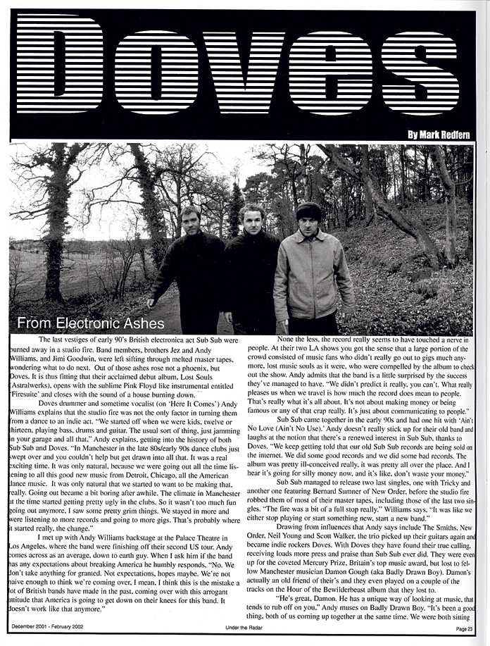 Doves feature from Issue #1.