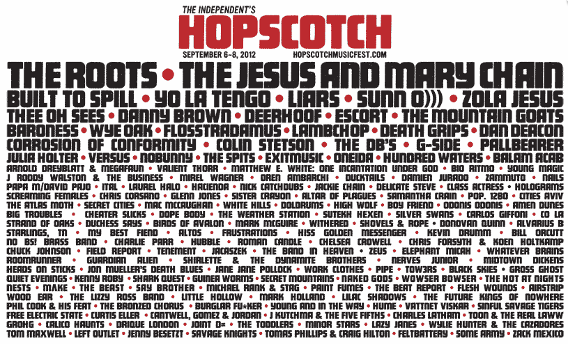 The Roots, Jesus and Mary Chain Built to Spill, The Mountain Goats, To Play Hopscotch Festival